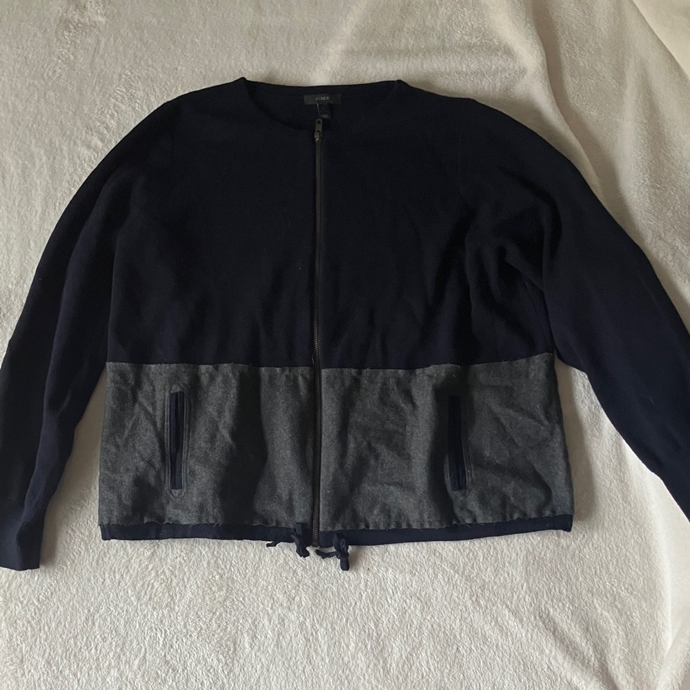 J. Crew Black and Gray Zip Cardigan